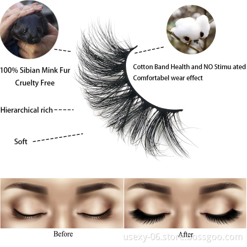 25mm Siberian Mink Eyelash Strips Real Mink 3D Eyelash Private Label Eyelashes